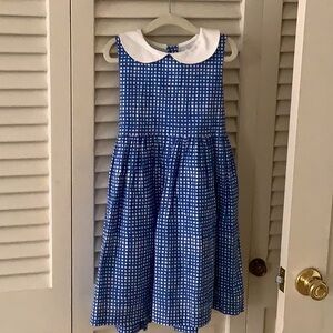 girls•darling blue and white checkered “Charlotte style” dress ties in bow
